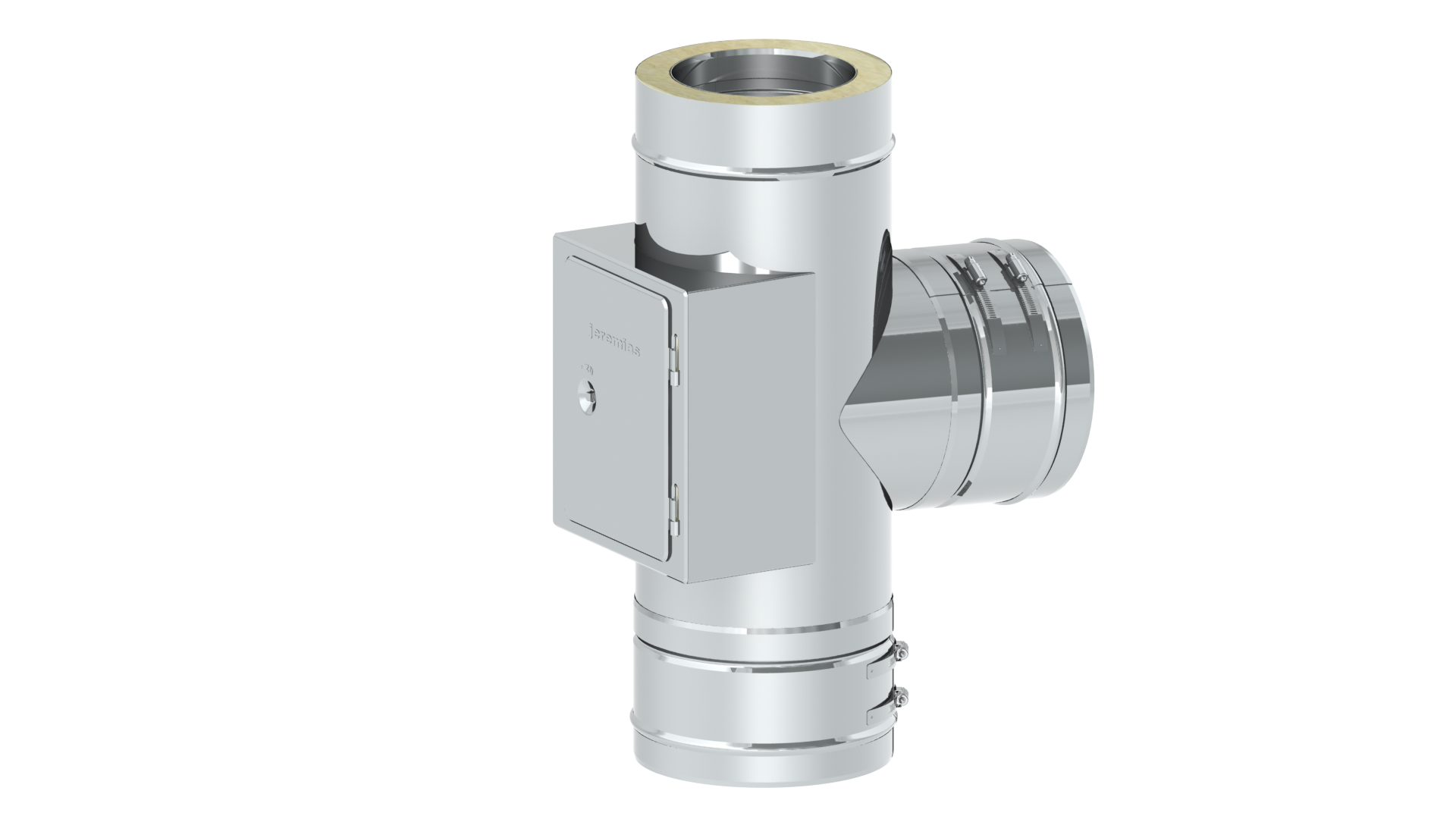 T-Anschluss 87° mit Reinigung gegenüberliegend (gleiche Höhe) 