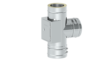 T-Anschluss 87° mit Reinigung gegenüberliegend (gleiche Höhe) 