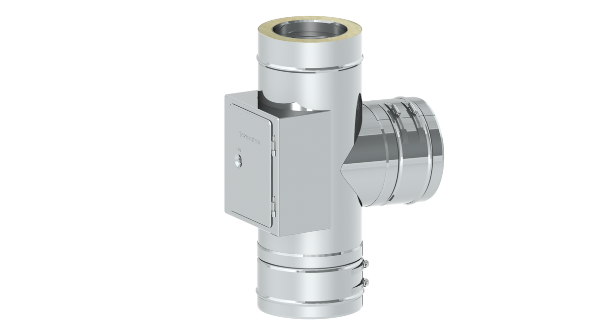 T-Anschluss 87° mit Reinigung gegenüberliegend (gleiche Höhe) 