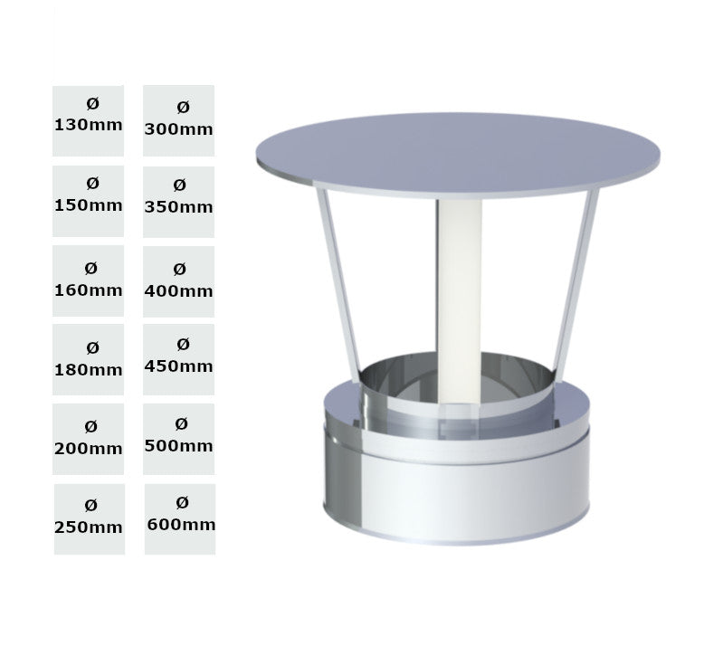 Jeremias Regenhaube für Schornsteinsysteme | Edelstahl | Ø wählbar