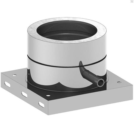 Grundplatte mit 1/2" Außennippel, Verschlusskappe und Kondensatablauf seitlich