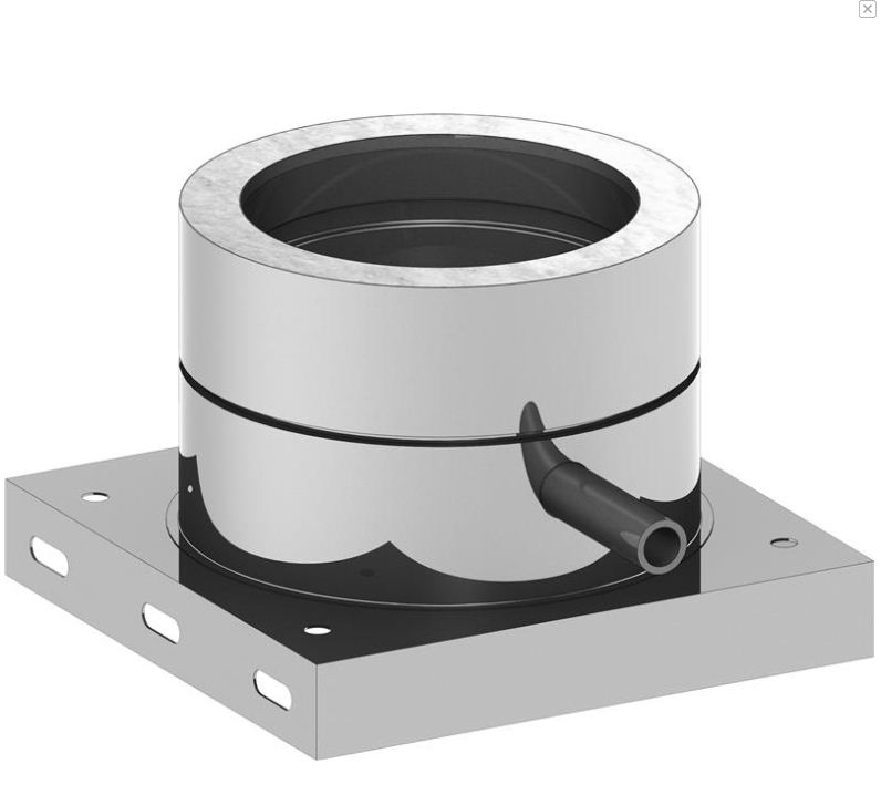 Grundplatte mit 1/2" Außennippel, Verschlusskappe und Kondensatablauf seitlich