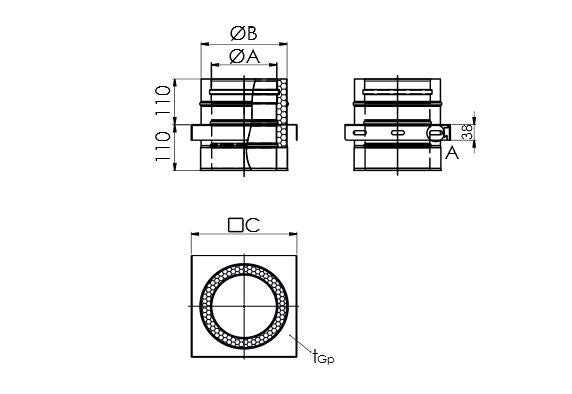Grundplatte für Zwischenstütze -Technische Zeichnung