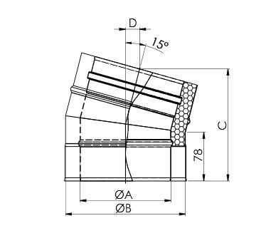 Winkel15° Jeremias für Edelstahlschornsteine-Technische zeichnung