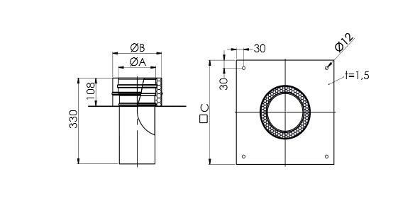 Grundplatte für Kaminerhöhung Schornsteinverlängerung 250mm