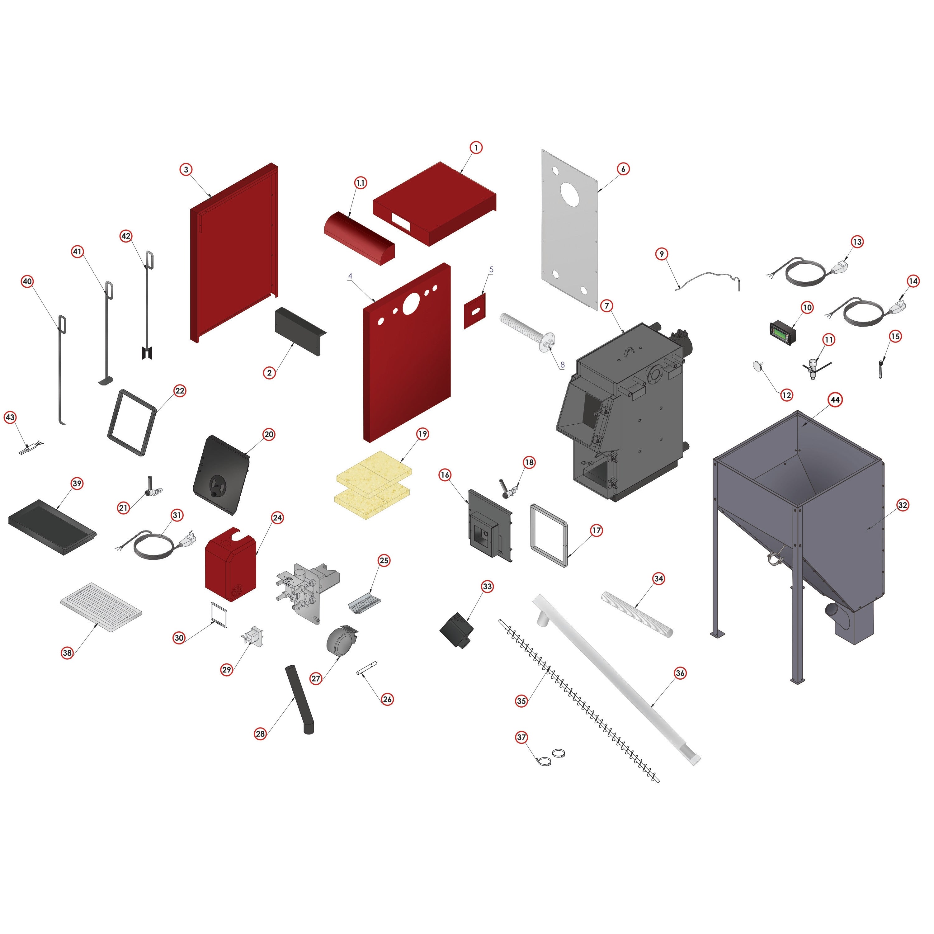 Seitliches Blech Rechts für Orligno 100 16kW