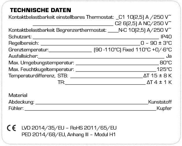Doppelthermostat ESBE 0 bis 90 °C