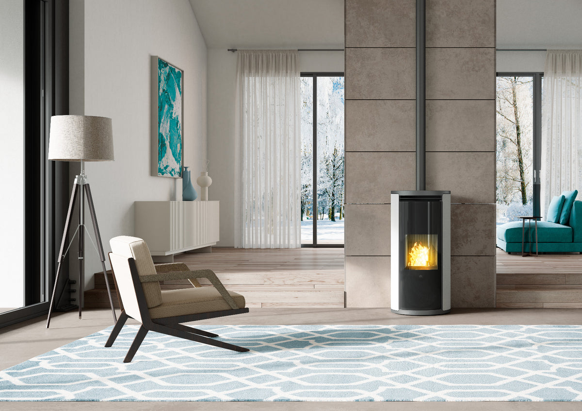 Edilkamin Pelletofen Evia2 Up Stahl weiß Ambiente