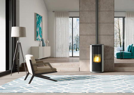 Edilkamin Pelletofen Evia2 Up Stahl weiß Ambiente