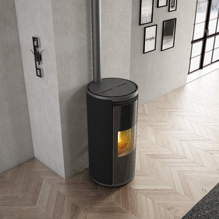 Edilkamin Pelletofen Evia2 Up Stahl Schwarz Ambiente