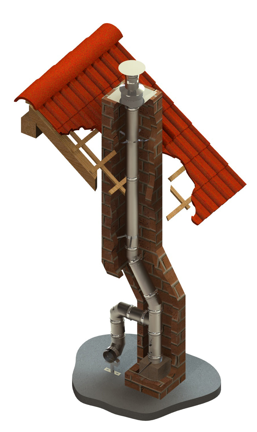 Edelstahlschornstein-Paket EW-FU einwandig 7,2 Meter