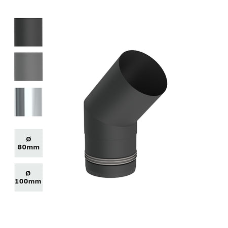 Jeremias | Pellet - Ofenrohr | Winkel 45 Grad | starr 