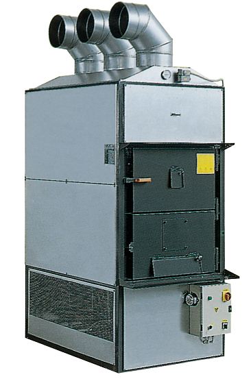 Warmluft Holzheizung Fabbri F 120 mit Rauchabsaugaggregat