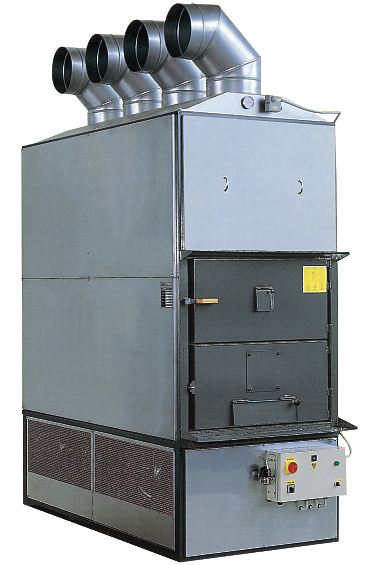 Warmluft Holzheizung F 350 mit Rauchabsaugaggregat