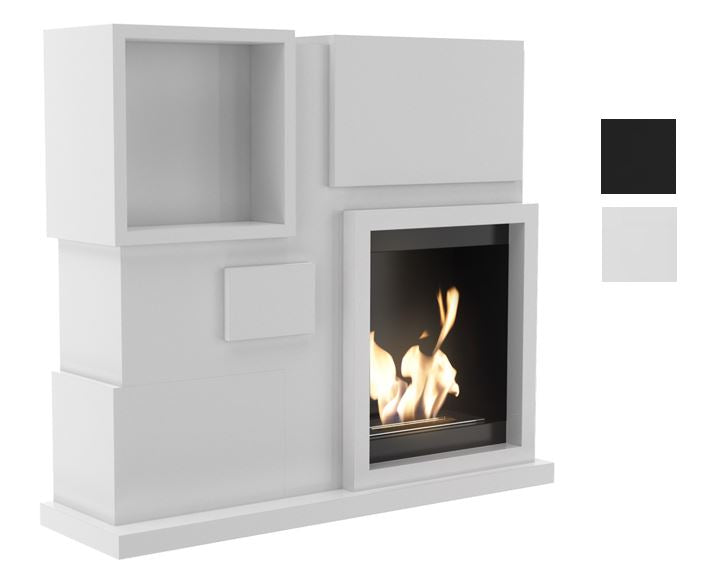 Kratki Biokamin July inkl. MDF-Verkleidung + Fach in weiß oder schwarz 