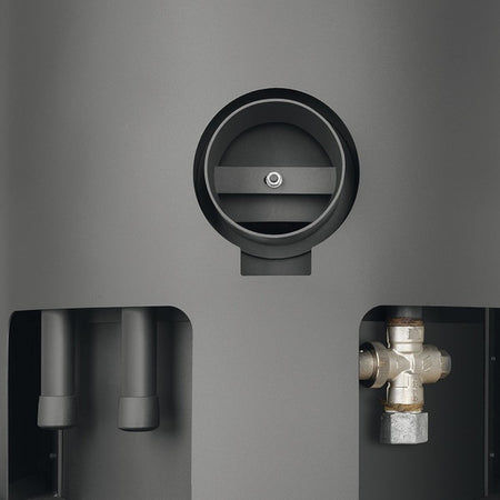 Justus | Kamin | Faro Aqua 2.0 | Stahl Gussgrau| Top Platte Speckstein | Klimaworld