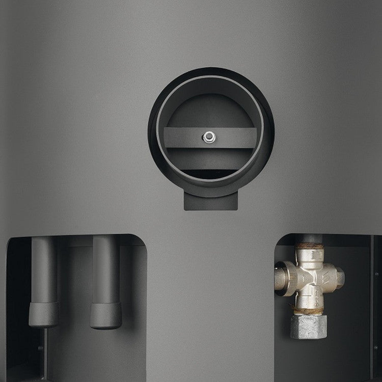 Justus | Kamin | Faro Aqua 2.0 | Stahl Schwarz | Kalkstein Bianco | Klimaworld