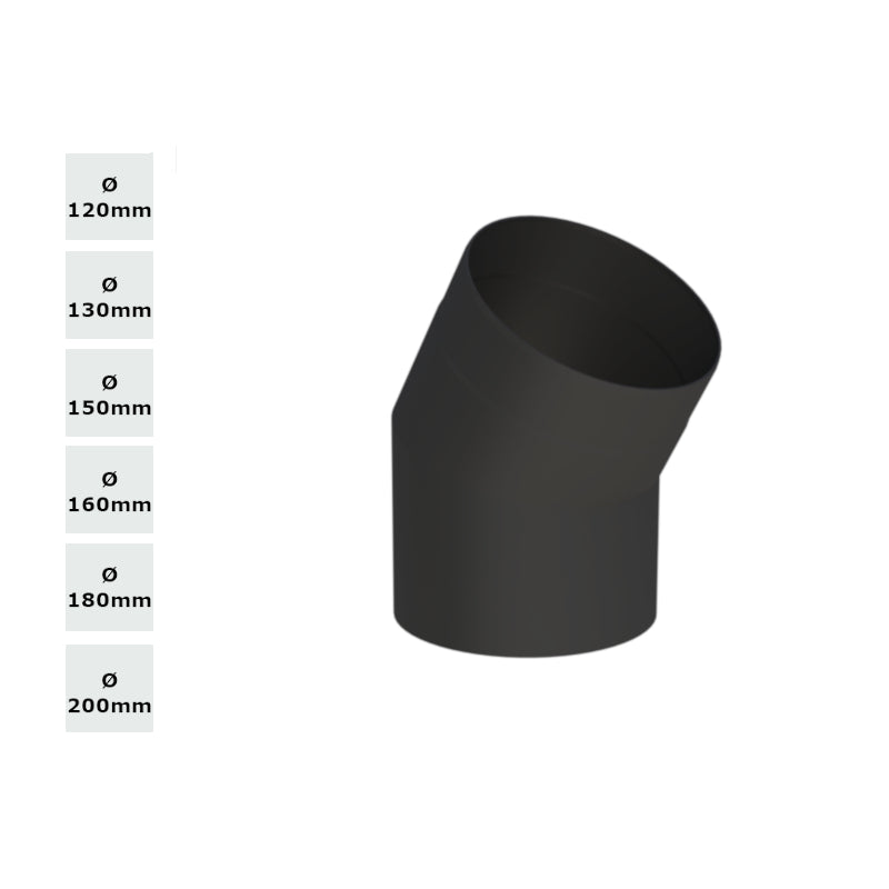 Jeremias Rauchrohr Ofenrohr | Winkel 15° | schwarz | Øwählbar