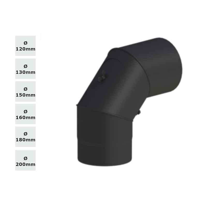 Jeremias Ofenrohr | Winkel drehbar 0-90° mit Tür | schwarz | Ø wählbar