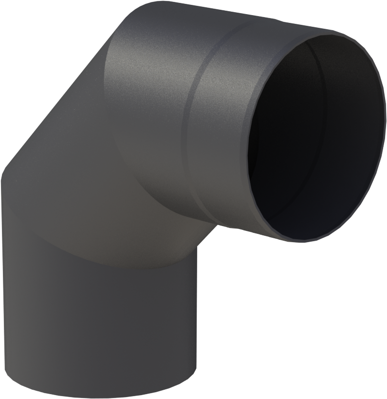 Jeremias Ofenrohr Winkel 90° ohne Tür | Schwarz | Ø 120mm