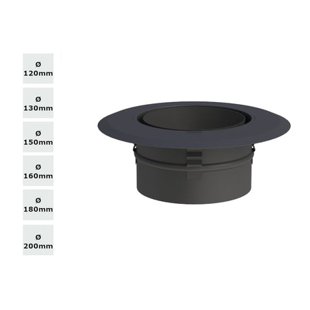 Jeremias Wandfutter mit Zentrierfeder/Wandrosette schwarz