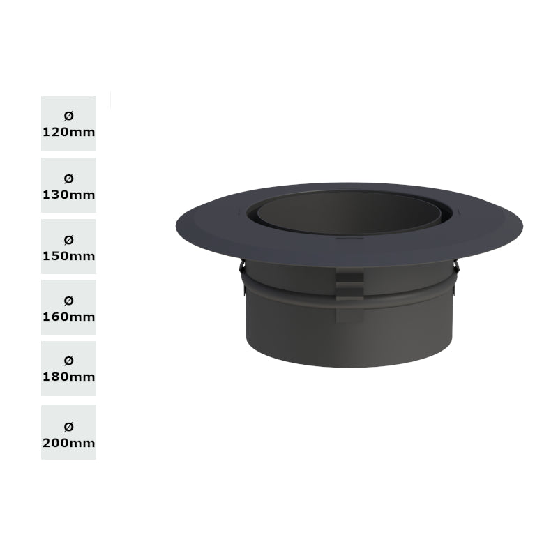 Jeremias Wandfutter mit Zentrierfeder/Wandrosette schwarz