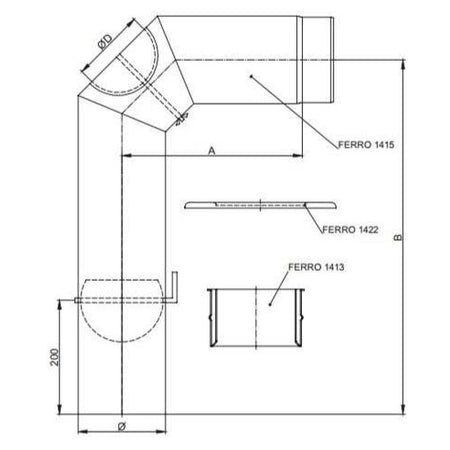 Vollformbogenrohr Set FERRO LUX 150mm- Maße