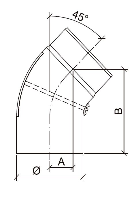 Vollformbogen 45° Ø150mm mit Reinigungsöffnung