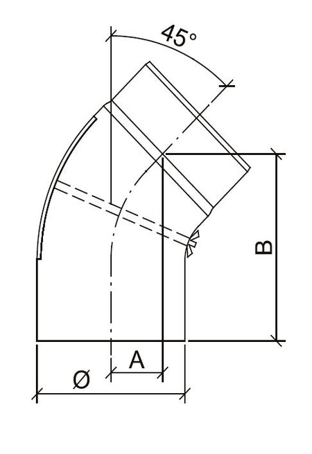 Vollformbogen 45° Ø150mm mit Reinigungsöffnung
