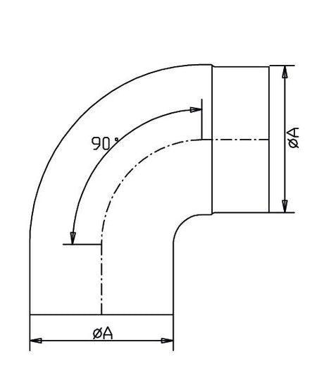 Vollformbogen 90° Ø150mm mit Reinigungsöffnung