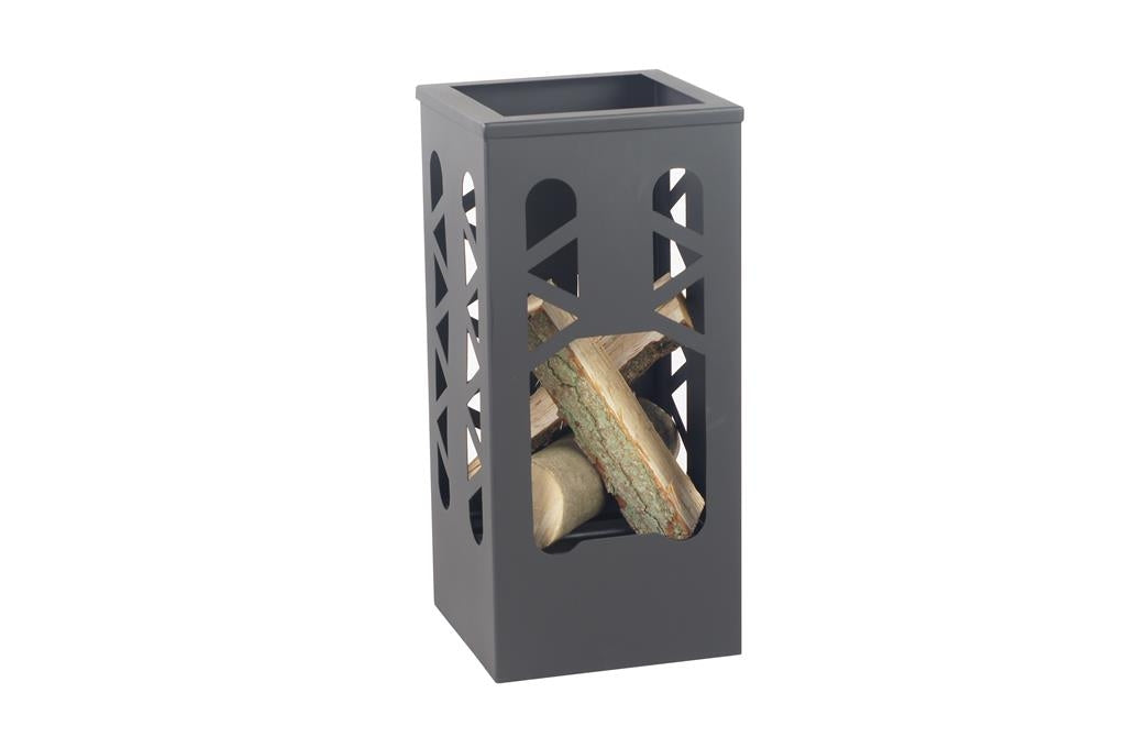 Gardener schlanke, hohe Feuerschale mit Holzlager | LxB 28x28cm x H 60cm | TF-FS 125-1 | Klimaworld.com
