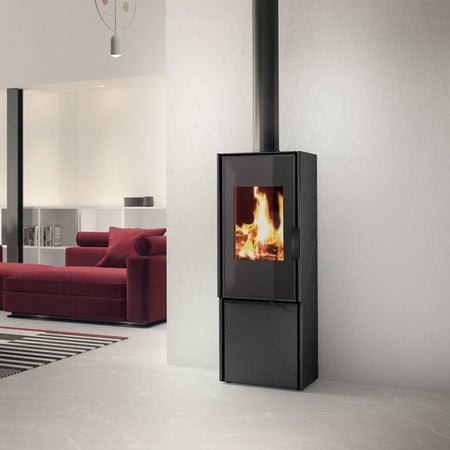 Edilkamin Holzofen Warmluftofen Fiord | Stahl/Stahl+Naturstein | 8 kW