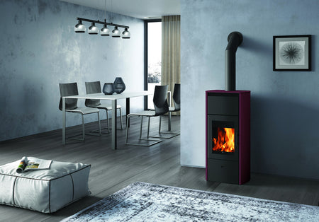 Edilkamin Kaminofen Flamma 14 Stahl Bordeaux Ambiente | klimaworld.com