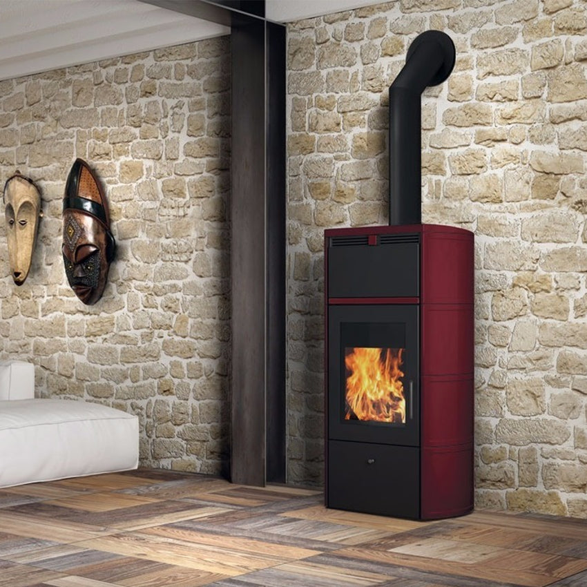Edilkamin wasserführender Pelletofen Flamma 14 bordeaux | 14,2 kW