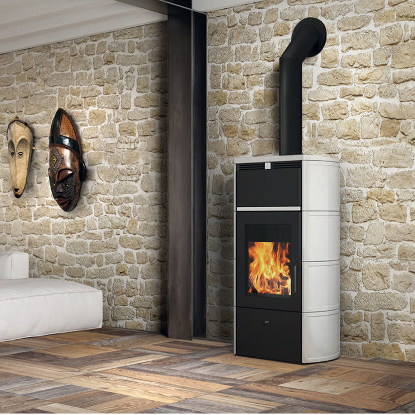 Edilkamin wasserführender Pelletofen Flamma 14 weiß | 14,2 kW