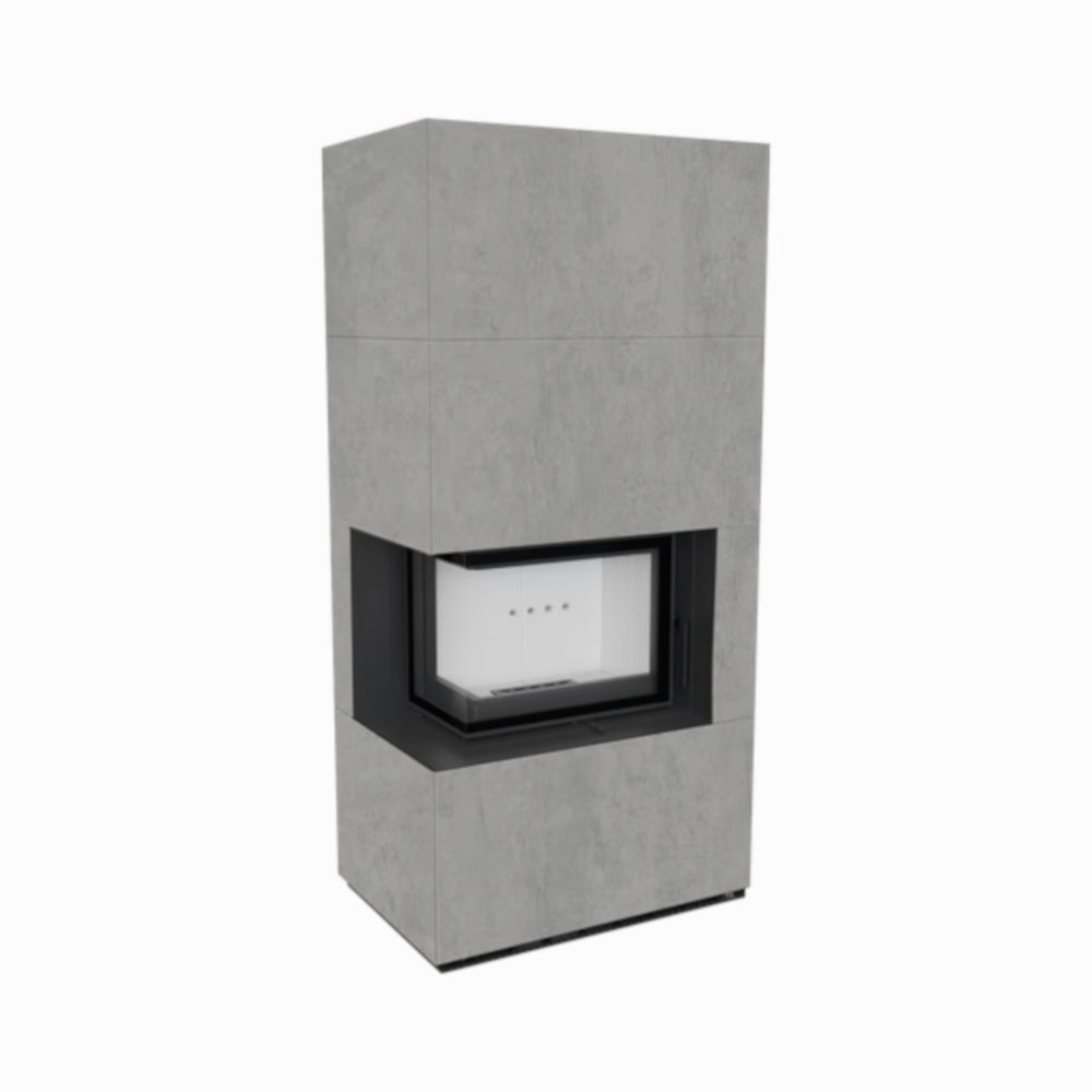  Kratki Kaminbausatz FLOKI BOX, Glas Ecke links | klimaworld.com