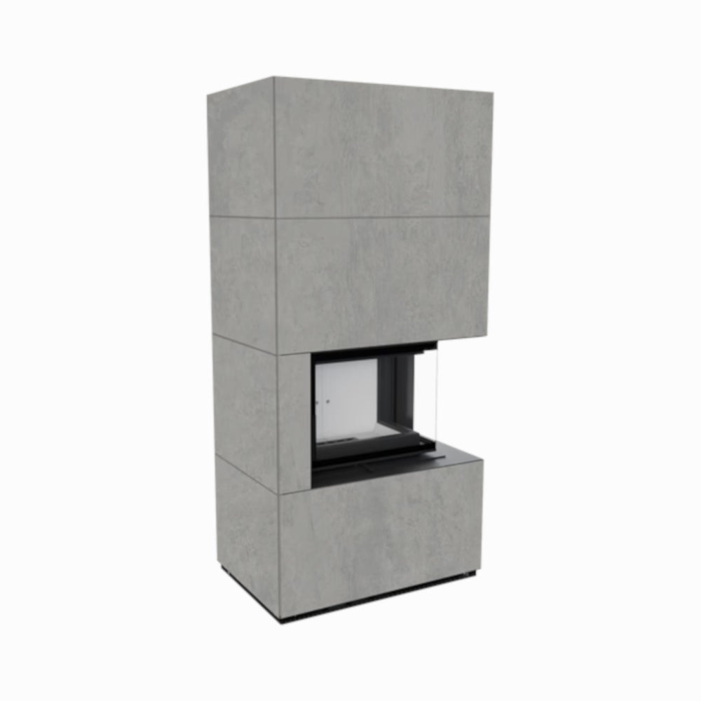  Kratki Kaminbausatz FLOKI BOX, Glas Ecke rechts| klimaworld.com