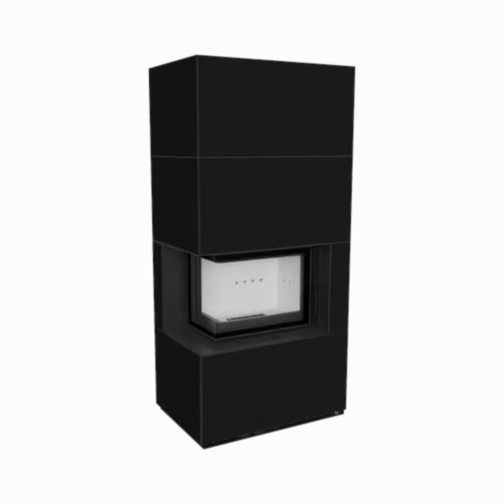 Kratki Kaminbausatz FLOKI BOX, Nero Assoluto, Glas links | klimaworld.com