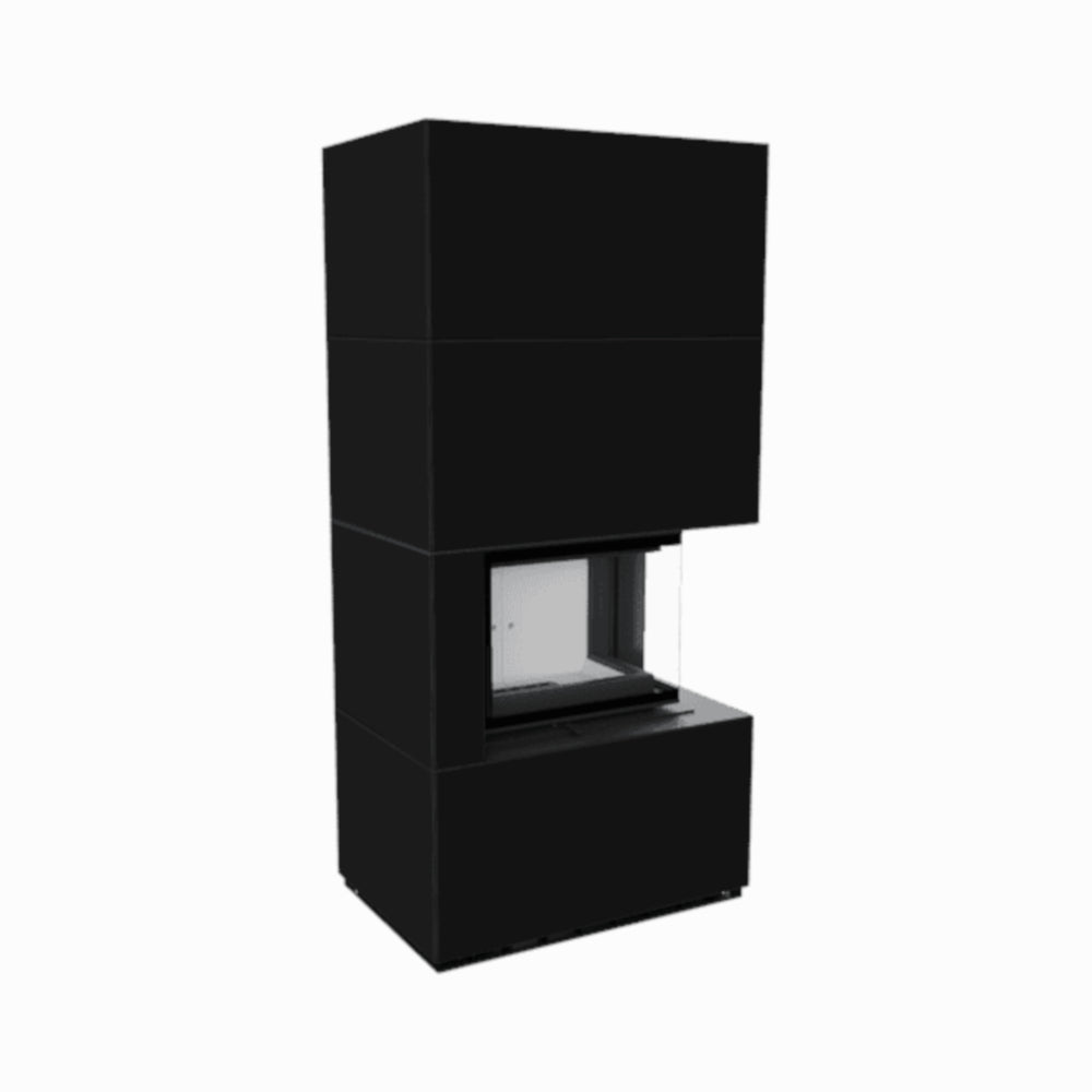 Kratki Kaminbausatz FLOKI BOX, Nero Assoluto, Glas rechts | klimaworld.com