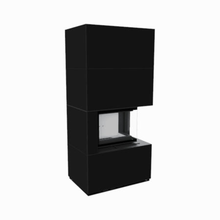 Kratki Kaminbausatz FLOKI BOX, Nero Assoluto, Glas rechts | klimaworld.com