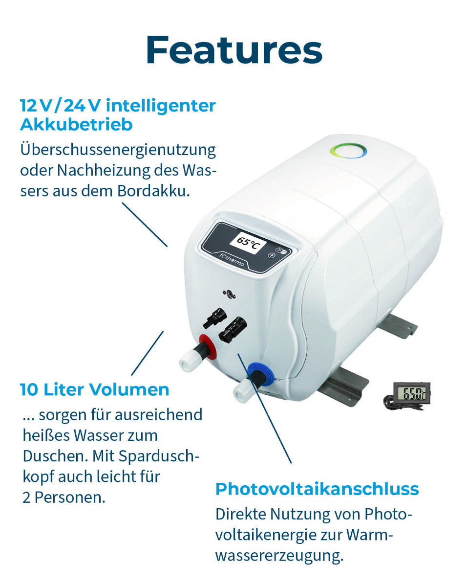 fothermo photovoltaischer Caravan Boiler | 1,5 kWp | 10 l | Features-1 | Klimaworld.com