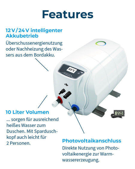 fothermo photovoltaischer Caravan Boiler | 1,5 kWp | 10 l | Features-1 | Klimaworld.com
