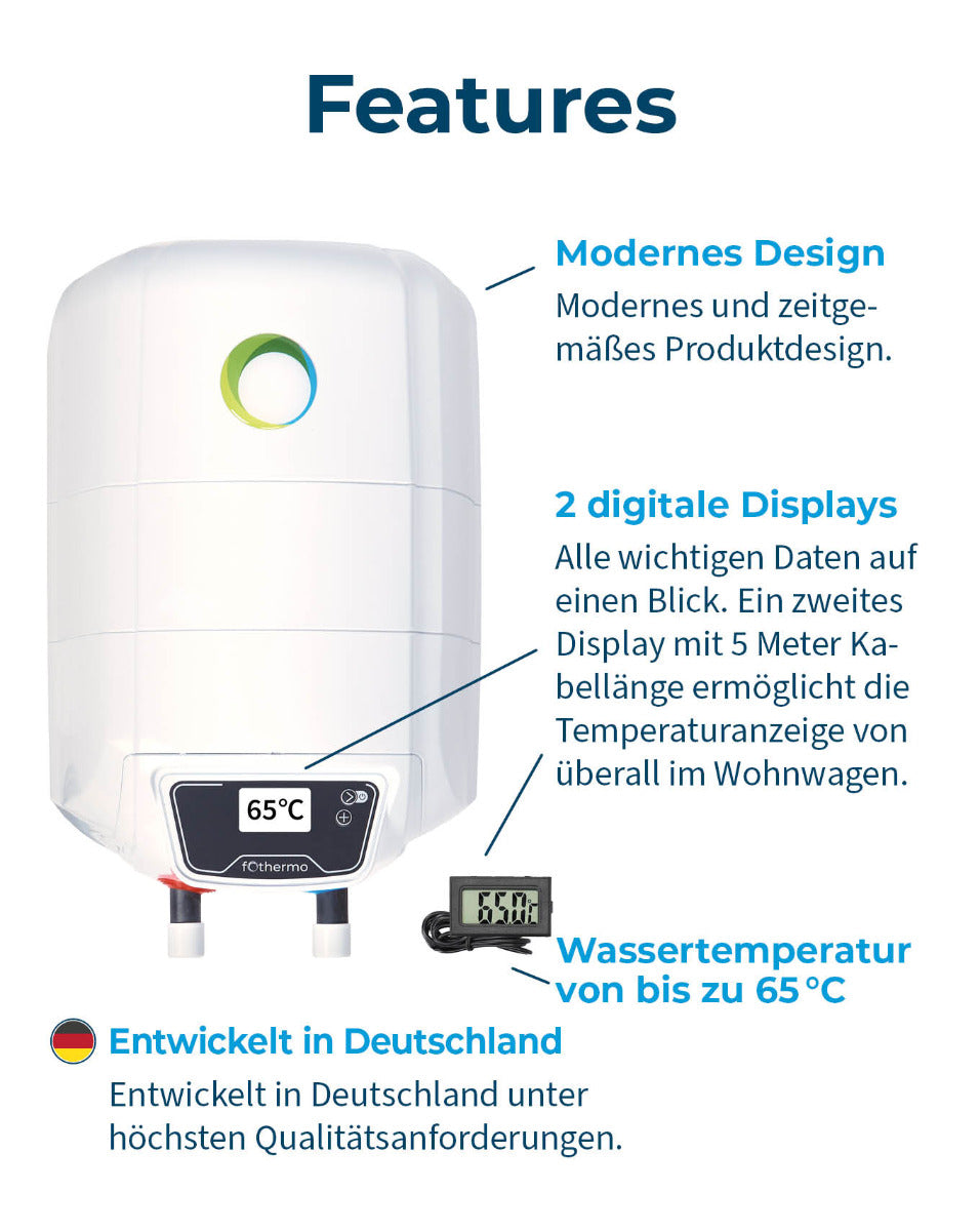fothermo photovoltaischer Caravan Boiler | 1,5 kWp | 10 l | Features-5 | Klimaworld.com