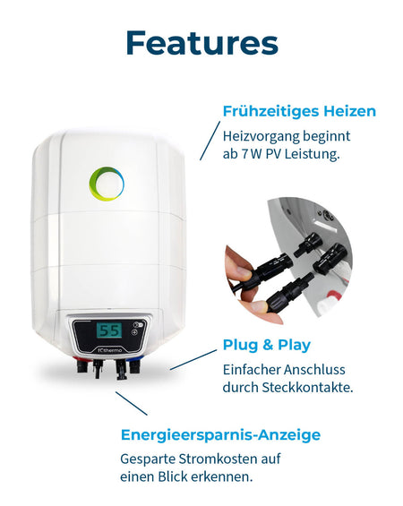 fothermo photovoltaischer Offgridboiler PVB-10 Front | Features-2 | klimaworld.com