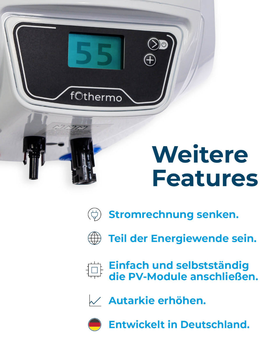 fothermo photovoltaischer Offgridboiler PVB-10 Front | Features-4 | klimaworld.com
