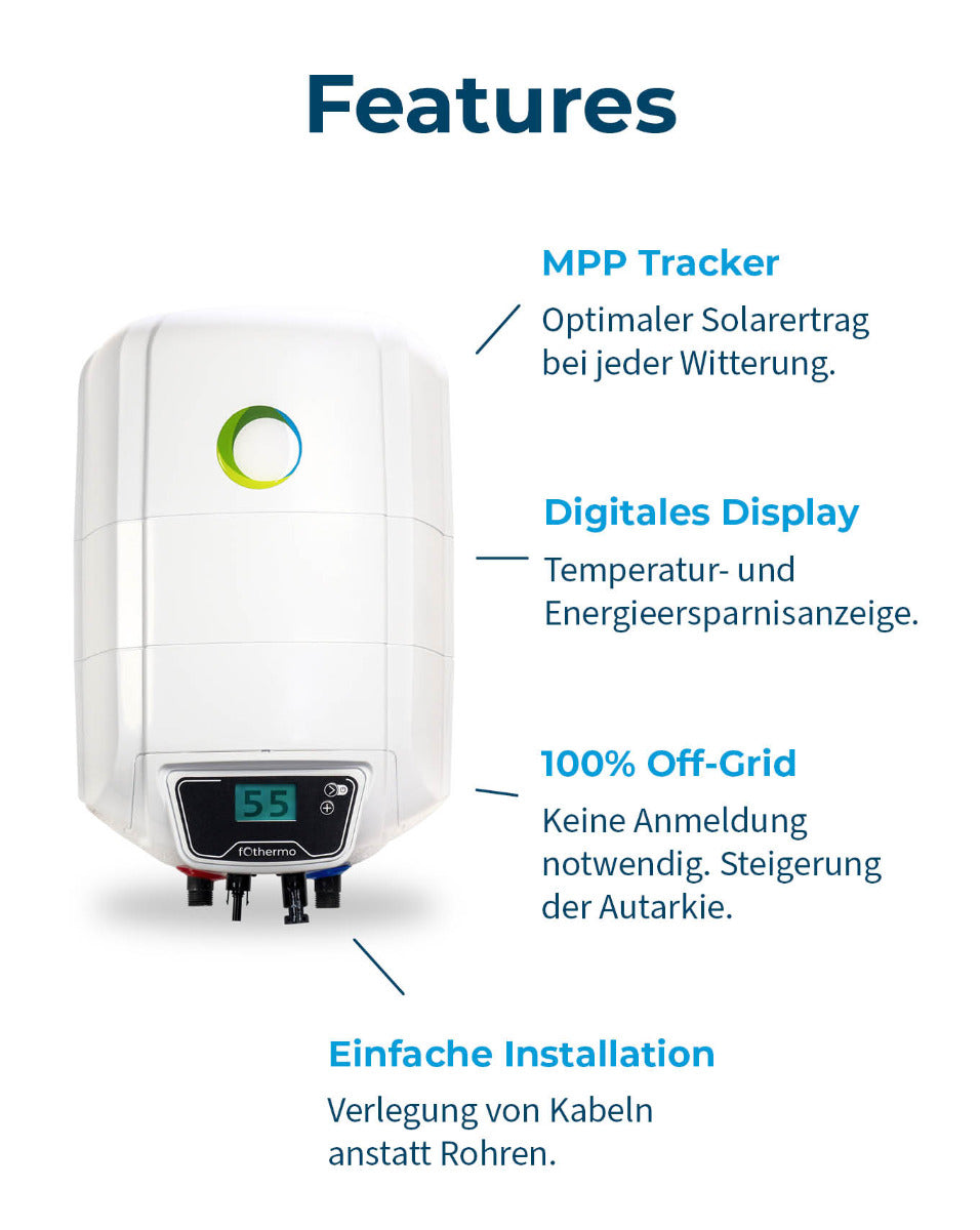 fothermo photovoltaischer Offgridboiler PVB-10 Front | Features-5 | klimaworld.com