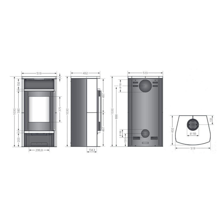 Justus | Kamin | Frisco 2.0 | Stahl Schwarz | Speckstein ➩ Klimaworld