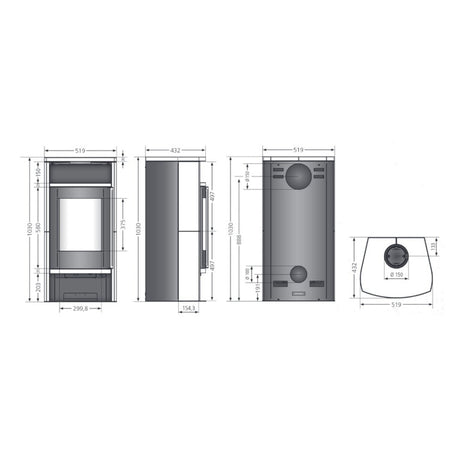 Justus | Kamin | Frisco 2.0 | Stahl Schwarz | Sandstein ➩ Klimaworld