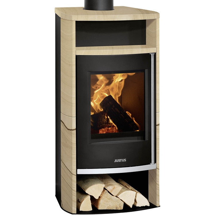 Justus | Kamin | Frisco 2.0 | Stahl Schwarz | Sandstein ➩ Klimaworld