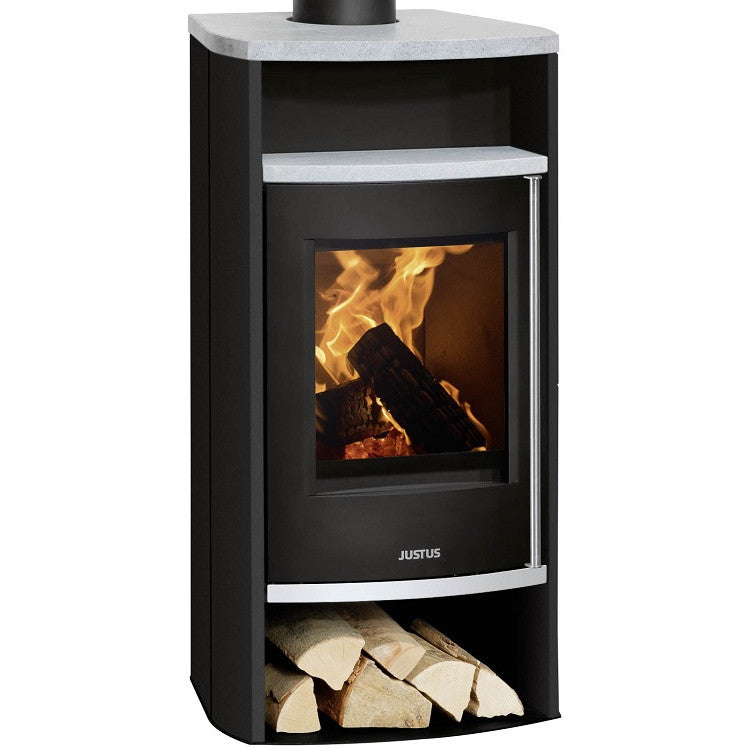 Frisco 2.0 - Stahl Schwarz mit Abdeckung+WHF Speckstein